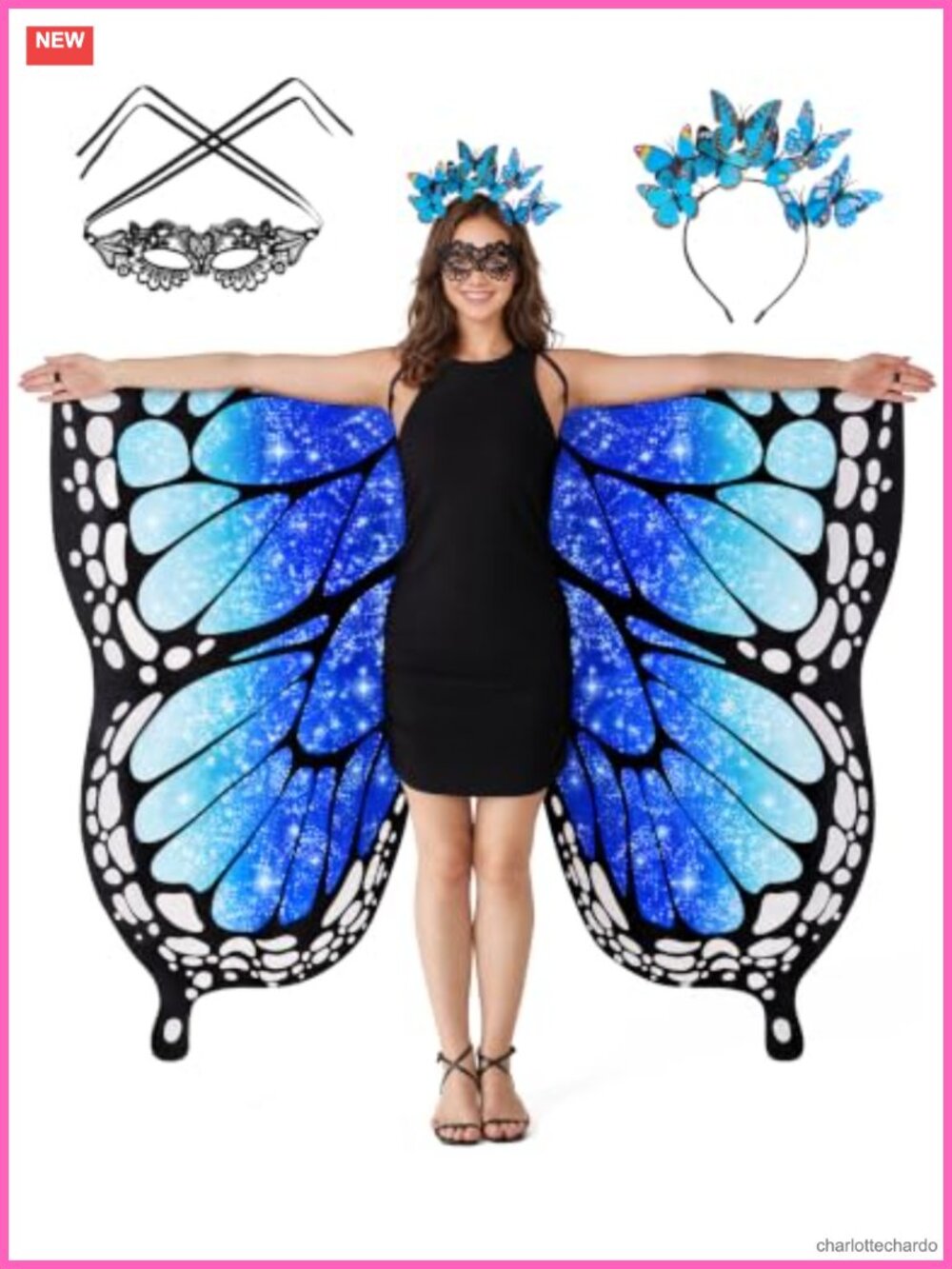 Butterfly Wings Costume Adult Chiffon Fairy Halloween Cosplay Set